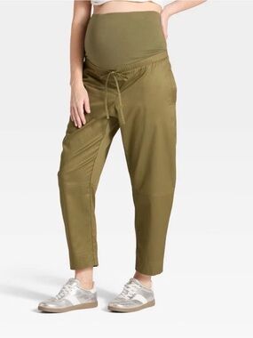Isabel Maternity Over The Belly High-Rise Barrel Leg Chino Maternity Pants Sz XL